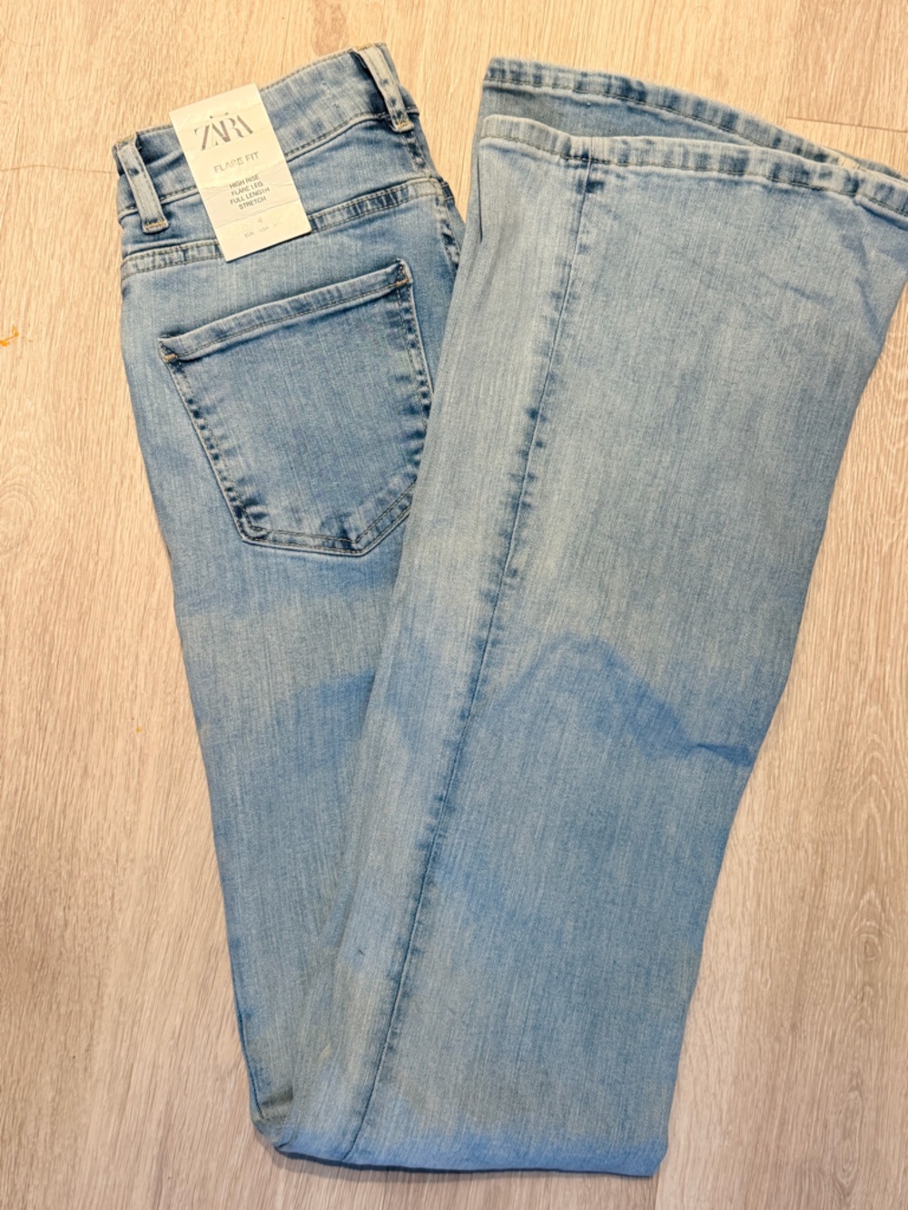 Zara Blue Flare Wide Leg Jeans